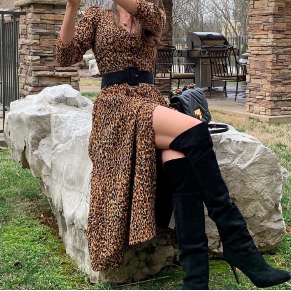 Zara animal print midi dress bloggers fav